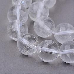 Chapelets de perles en cristal de quartz naturel, perles de cristal de roche, ronde, 6~7mm, Trou: 1mm, Environ 63 pcs/chapelet, 15.5 pouce