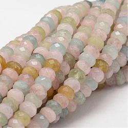 Faceted Rondelle Natural Morganite Bead Strands, 6x3.5mm, Hole: 1mm, about 116pcs/strand, 15.7 inch
