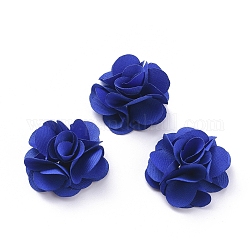 Polyester tissé à la main accessoires de costumes, fleur, bleu foncé, 32.5x15mm