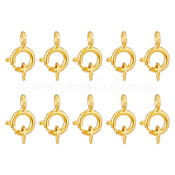 DICOSMETIC 10Pcs 925 Sterling Silver Spring Ring Clasps, with Jump Rings, Golden, 8x5.5x1mm, Hole: 1.5mm and 2.5mm