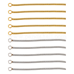 DICOSMETIC 20Pcs 2 Colors 201 Stainless Steel Snake Chain Tassel Big Pendants, Golden & Stainless Steel Color, 50x3.5x1.5mm, Hole: 2mm, 10pcs/color