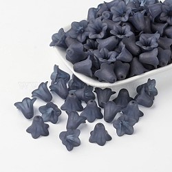 Prussian Blue Frosted Transparent Acrylic Flower Beads, 17.5x12mm, Hole: 1.5mm