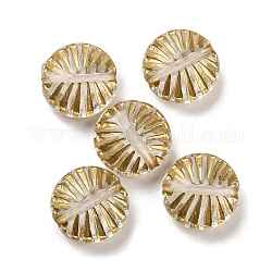 Perles acryliques transparentes, métal doré enlaça, plat rond, clair, 12.5x6mm, Trou: 1.4mm, 980 pcs / 500 g