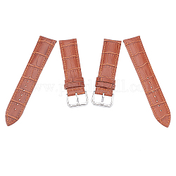 Bandas de reloj de cuero gorgecraft, con 304 cierres de acero inoxidable, tierra de siena, 90~120x22x4~5mm