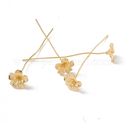 Spille a testa di fiore in ottone, oro, 48mm, pin: 21 calibro (0.7 mm), fiore: 10 mm di diametro
