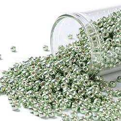 Toho perles de rocaille rondes, Perles de rocaille japonais, (pf560) permafinish vert lime métallisé, 8/0, 3mm, Trou: 1mm, à propos 222pcs / bouteille, 10 g / bouteille