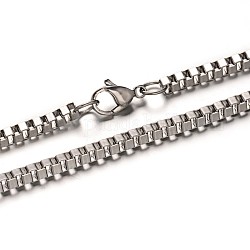 304 de acero inoxidable collares de cadena caja de la cadena de Venecia, con cierre de langosta, color acero inoxidable, 35.4 pulgada (90 cm), vínculo: 4 * 4 * 2.5 mm