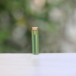 Mini contenants de perles de bouteille en verre à haute teneur en borosilicate, souhaitant bouteille, avec bouchon en liège, colonne, lime, 0.8x3 cm