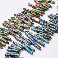 Fili di perle di diaspro imperiale naturale, riso, tinti e riscaldato, colore misto, 12~42x6~8x4~7mm, Foro: 1 mm, 62 pcs / Filo, 15.7 pollice