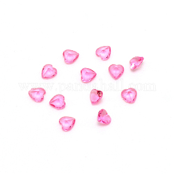 Transparent Glass Beads, Faceted, Heart, Deep Pink, 4x4x2mm, 20pcs/bag