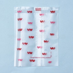 OPP целлофановая сумка, напечатанный, доступно для термосварки мешков, Прямоугольник с сердца шаблона, красные, 10.9x8.5x0.02 см, 100 шт / мешок