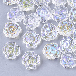 Perles en verre transparentes, de couleur plaquée ab , fleur, clair ab, 13.5x12.5x5.5mm, Trou: 1.2mm