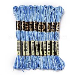 10 Skeins 6-Ply Polyester Embroidery Floss, Cross Stitch Threads, Segment Dyed, Dodger Blue, 0.5mm, about 8.75 Yards(8m)/skein