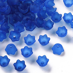 Berretti di perline acriliche trasparenti, tulipano fiore, mughetto, smerigliato, blu, 10x6mm, Foro: 1.5 mm, circa 2100pcs/500g