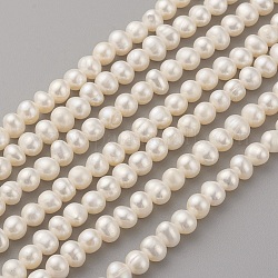 Brins de perles de culture d'eau douce naturelles, pomme de terre, couleur de coquillage, 5~6x4~5mm, Trou: 0.5mm, Environ 77 pcs/chapelet, 13.9~14.1 pouce (35.5~36 cm)