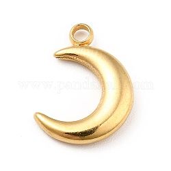 Ion Plating(IP) 304 Stainless Steel Pendants, Moon Charms, Real 18K Gold Plated, 12x8.5x2mm, Hole: 1.5mm