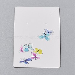 Tarjetas de la exhibición de la joya de cartón, para colgar pendientes y collares, Rectángulo, colorido, patrón de mariposa, 9x6x0.05 cm, agujero: 0.2 cm, 100 unids / bolsa