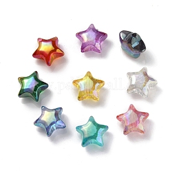 Placage uv perles acryliques irisées arc-en-ciel, étoiles du nord, couleur mixte, 18.5x19.5x10.5mm, Trou: 2.9mm