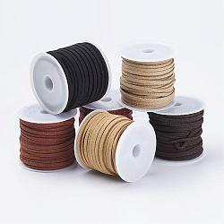 Cuerda de ante imitación, conjuntos de encaje de imitación de gamuza, color mezclado, 3x1.5mm, alrededor de 5.46 yarda (5 m) / rollo, 6 rollo / bolsa