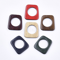 アクリルビーズフレーム  模造の木  台形、平円形  ミックスカラー  45.5x40x6mm  穴：1.6mm  内径：26mm