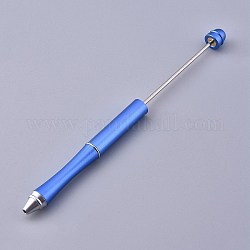 Perlenstifte aus Kunststoff, Schaft schwarzschreibender Kugelschreiber, für DIY Stiftdekoration, Verdeck blau, 157x10 mm, der Mittelpol: 2mm