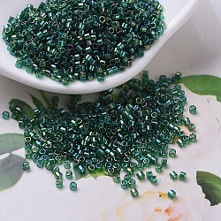 MIYUKI Delica Beads, Cylinder, Japanese Seed Beads, 11/0, (DB0175) Transparent Emerald AB, 1.3x1.6mm, Hole: 0.8mm, about 2000pcs/10g