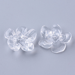 Perline acrilico trasparente, fiore, chiaro, 25~26x21x8~9mm, Foro: 1.4 mm