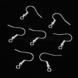 304 Stainless Steel Earring Hooks, with Horizontal Loop, Silver, 18.5~20.5x17~19mm, Hole: 2mm, 22 Gauge, Pin: 0.6mm