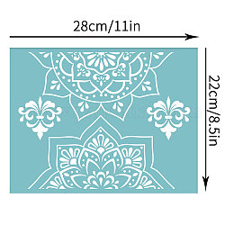 Olycraft selbstklebende Siebdruckschablone wiederverwendbare Musterschablonen Blumenmuster zum Malen auf Holz Stoff T-Shirt Wandtafeln Holzkeramik Wohndekorationen (28x22cm) - #07