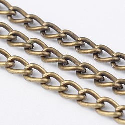 Железные витые цепочки обуздать цепи, несварные, античная бронза , с катушкой, ссылка: 4x6 mm, толстый 1 мм , около 164.04 фута (50 м) / рулон