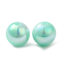 Perline in plastica abs iridescente, tondo, acquamarina, 12x11.5mm, Foro: 2 mm