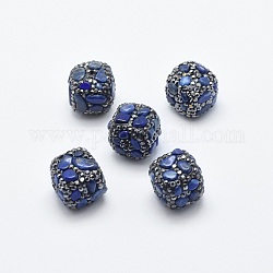 Lapis lazuli perle naturali, con rhinestone polimero argilla, cubo, 16~17x16~17x16~17mm, Foro: 0.8 mm