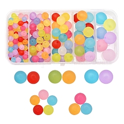 153 pieza 5 cuentas de bolas de acrílico transparente estilo, estilo esmerilado, redondo, color mezclado, color mezclado, 6~14mm, agujero: 1~2 mm