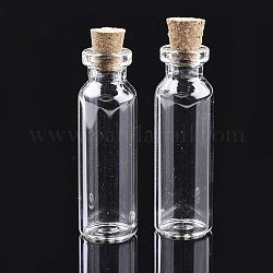 Glas Glasflaschen Wulst Behälter, mit Korken, Ich wünsche eine Flasche, Transparent, 50x16 mm, Loch: 7 mm, Kapazität: 10 ml (0.34 fl. oz)