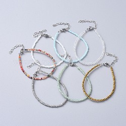 Faceted Glass Beaded Bracelets, with 304 Stainless Steel Findings, Mixed Color, 7-1/4 inch(18.3cm), 3mm
