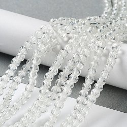 Spray Painted Crackle Glass Beads Strands, Round, Clear, 4mm, Hole: 1.1~1.3mm, about 200pcs/strand, 31.4 inch