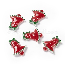 Cabujones de resina opaca con motivos navideños, campana de navidad, rojo, 24.5x21x4.5mm
