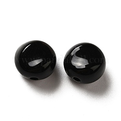 Abalorios acrílicos opacos, plano y redondo, negro, 9.5~10x12mm, agujero: 1.8 mm, aproximamente 1110 unidades / 500 g
