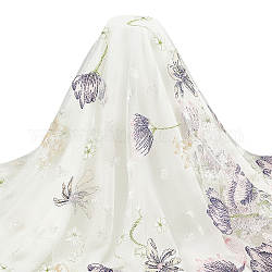 Вышитые цветы полиэстер тюль кружевная ткань, аксессуары для одежды, сирень, 150x0.08 см