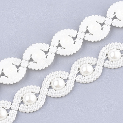 Abs Kunststoffimitation Perlen Perlenbesatz Girlandenstrang, ideal für Türvorhang, Hochzeit Dekoration diy Material, creme-weiß, 13x3 mm, 10 Yards / Rolle