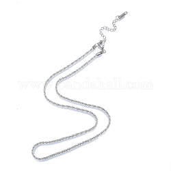 304 ожерелье из веревочной цепи из нержавеющей стали для мужчин и женщин, цвет нержавеющей стали, 17.32 дюйм (44 см)