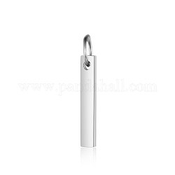 201 Stainless Steel Pendants, with Jump Ring, Manual Polishing, Stamping Blank Tag, Rectangle, Stainless Steel Color, 15x3x1mm, Hole: 3mm
