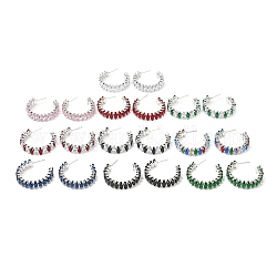 Круглые серьги-гвоздики с кубическим цирконием, серьги-кольца из платины и латуни для женщин, без свинца и без кадмия, разноцветные, 35x8 мм