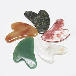 Натуральный смешанный драгоценный камень гуа ша доски, очищающие массажные инструменты, gua sha лицевые инструменты, сердце, 81~84x58~60x7~8 мм