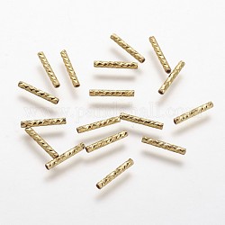 Perles tubes plaqué laiton, Plaqué longue durée, or, 10x1.5mm, Trou: 0.5mm