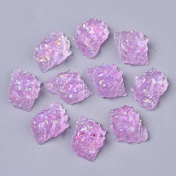 Cabujones de resina epoxi transparente, estilo de la jalea de la imitación, con lentejuelas / paillette, forma de concha de caracol, violeta, 23.5~24.5x14.5~15.5x9.5~10.5mm