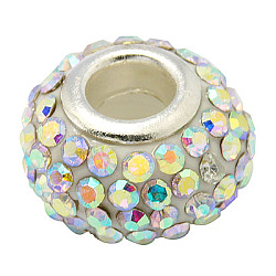 Perline di resina strass, con colore argento due nuclei in ottone, grado a, rondelle, cristallo ab, 10x7mm, Foro: 2.5 mm