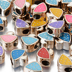 UV-Beschichtung Acryl europäischen Perlen, mit Emaille, Großloch perlen, Mischfarbe, Pilz, Licht Gold, 12x12x7 mm, Bohrung: 4 mm