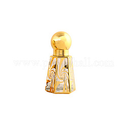 Botellas de bola de rodillo de vidrio, botella de perfume de aceite esencial vacía de estilo árabe, botella recargable, patrón aleatorio, trapezoide, 69.5x36x32mm