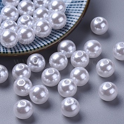 Perles acryliques en perles d'imitation, ronde, neige, 10mm, Trou: 2mm, environ 1000 pcs/500 g
